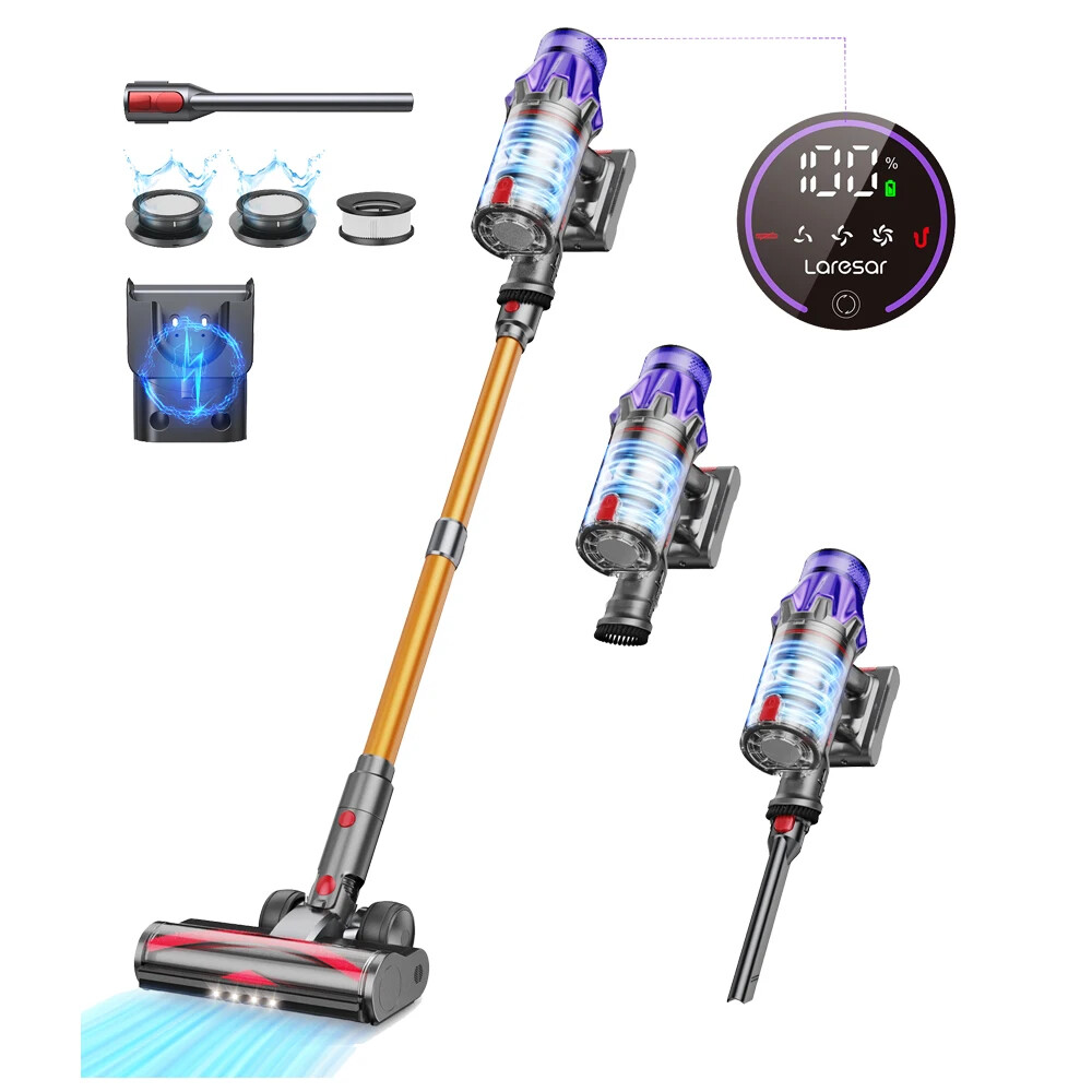 Cordless Vacuum Cleaner 50KPA Suction Power Handheld Dust Cup Removable Battery