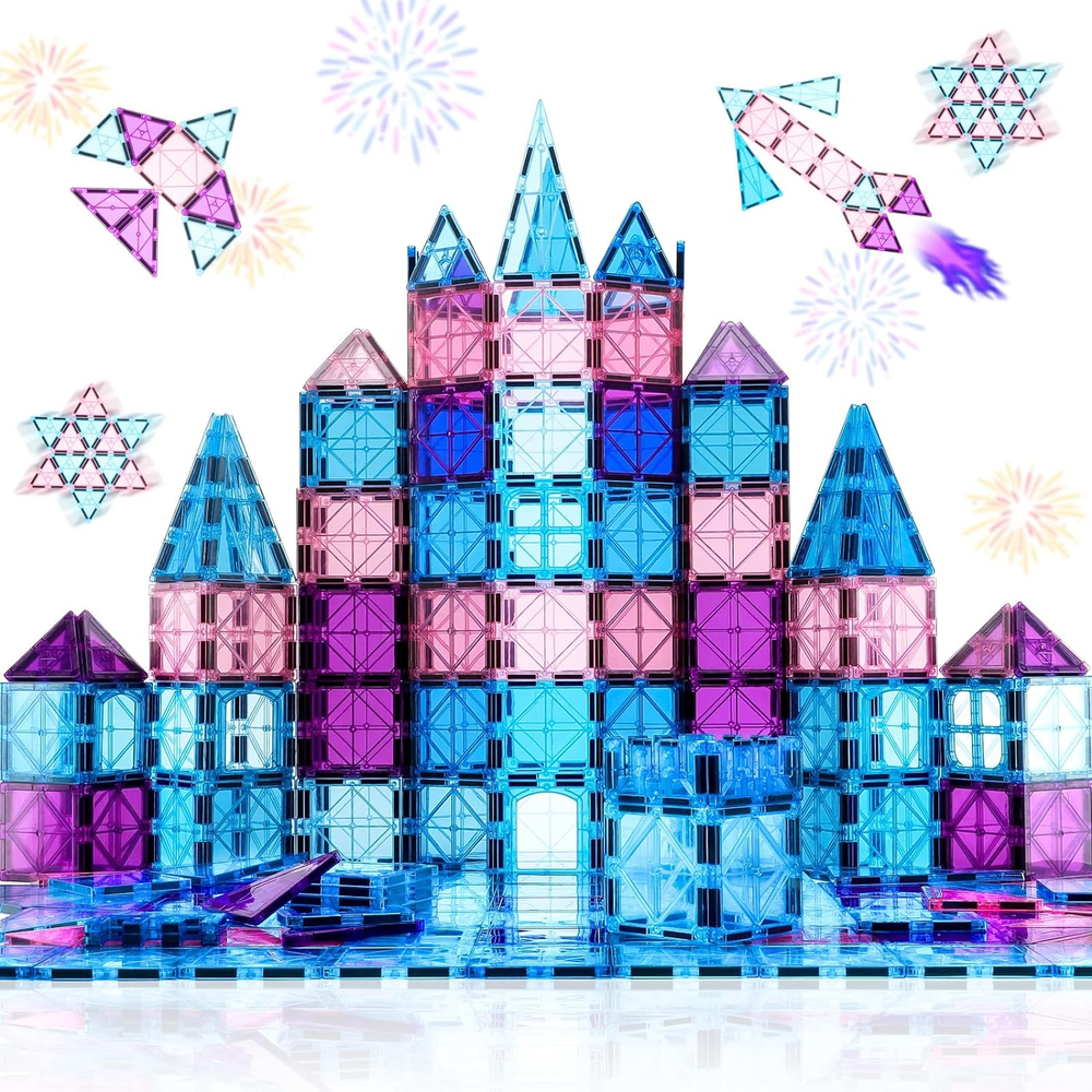Magnetic Building Blocks for Kids Ages 3-8 - Colorful STEM Learning Tiles for Boys & Girls