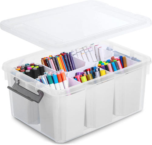 Clear 17 QT Plastic Storage Bin – 1 Pack White Citylife Organizer