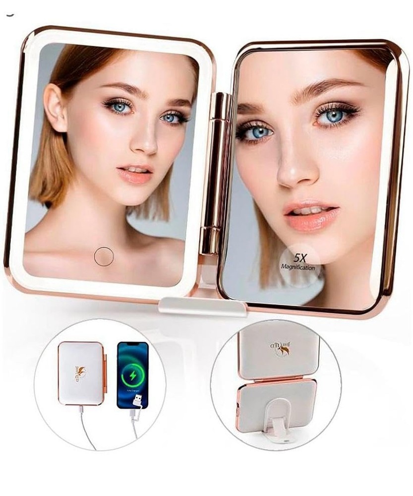 Lighted Magnifying Mirror &Power Bank Charger-Travel Magnifying Mirror with L...
