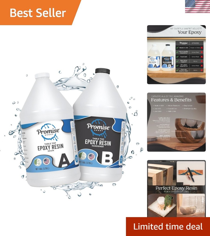 Resin Kit - Crystal Clear, UV Resistant, Self Leveling, Food Safe for Table T...