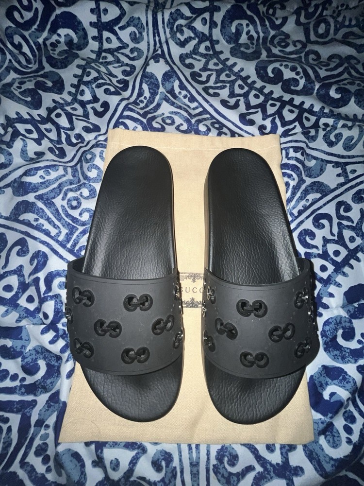 Brand New Black Gucci Men's Slides Size 10