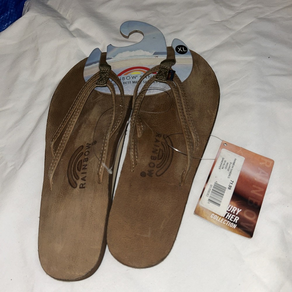 XL 8.5-9.5 Rainbow Wooden Single-Layer Brown Sandals for Women