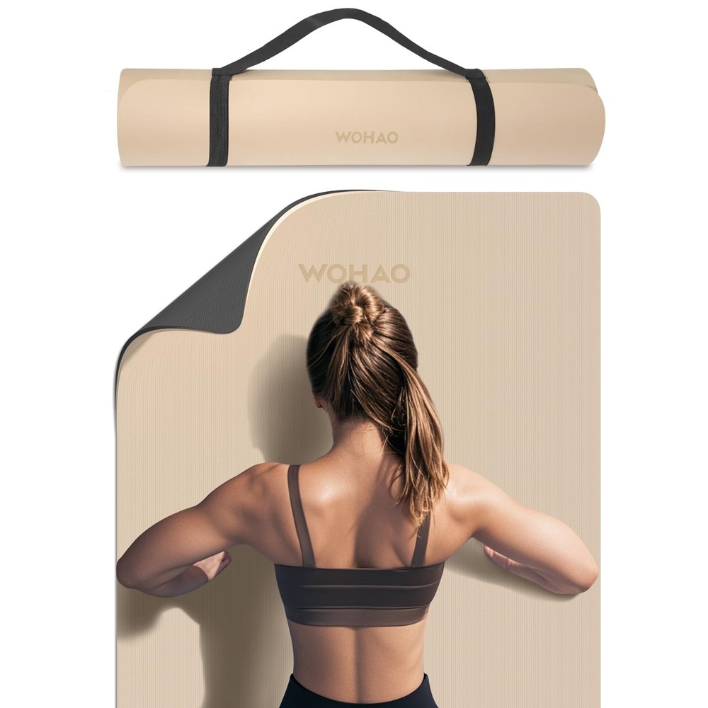 Extra Thick 8mm Non-Slip Dual-Color Yoga Mat for Women & Men 72x28 Inches