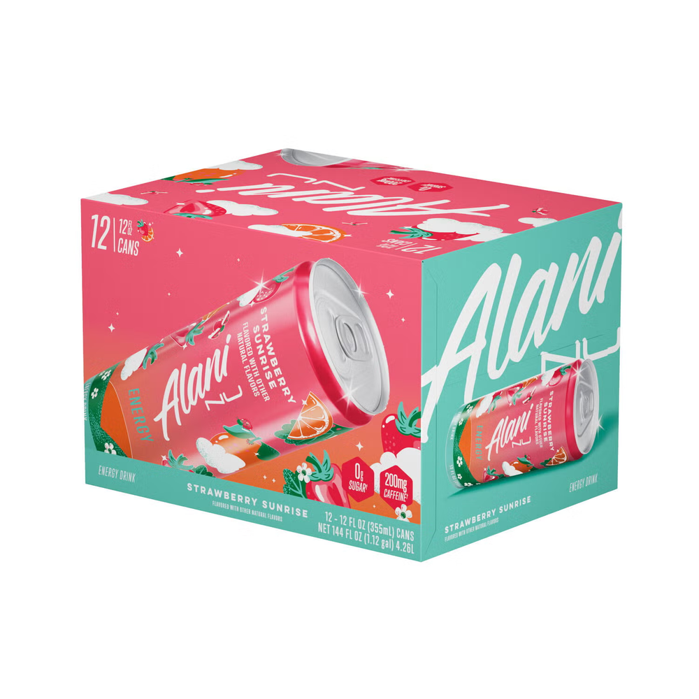 Alani Nu STRAWBERRY SUNRISE Energy Drinks | 200Mg Caffeine 12Oz (12 Pack)!