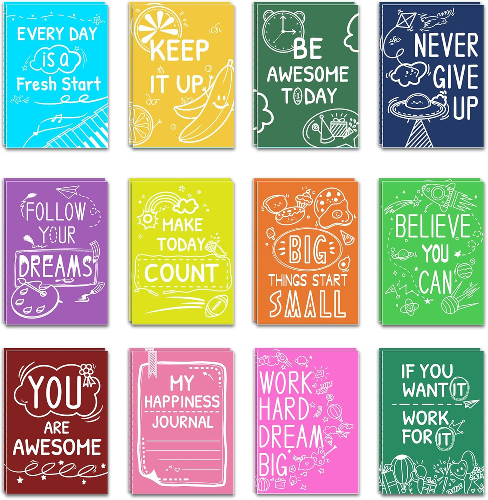 24 Packs - Gifts in Bulk Mini Inspirational Notebooks for Kids Party Favors, Sma