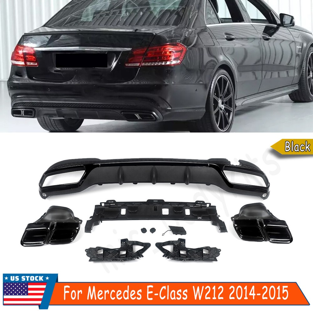 For 2014-2015 Mercedes Benz E-Class W212 E63 Style Rear Diffuser Exhaust Tips