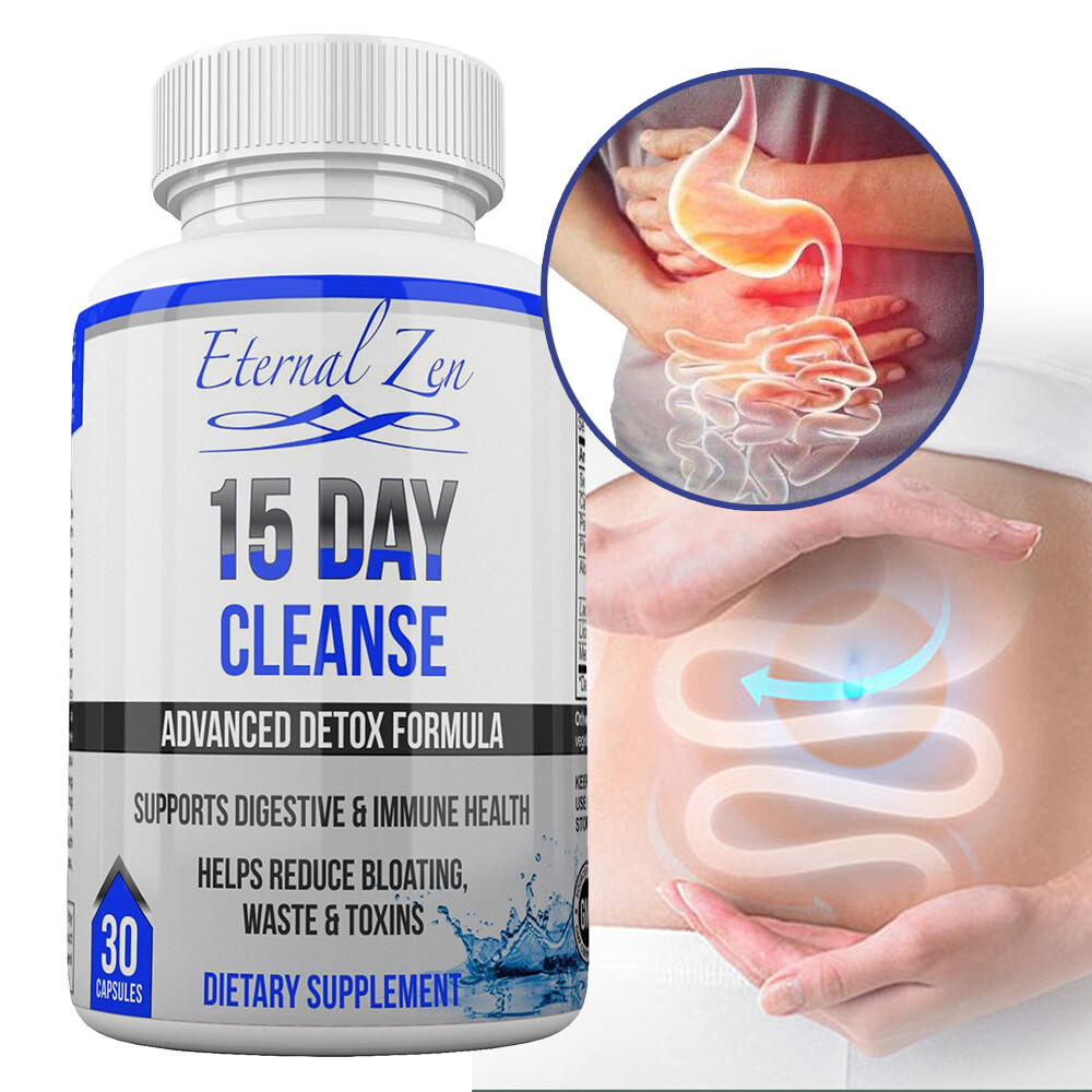 15 Day Colon Cleanse - Life Changing Herbal Detox w/ Fiber, Probiotics, Senna