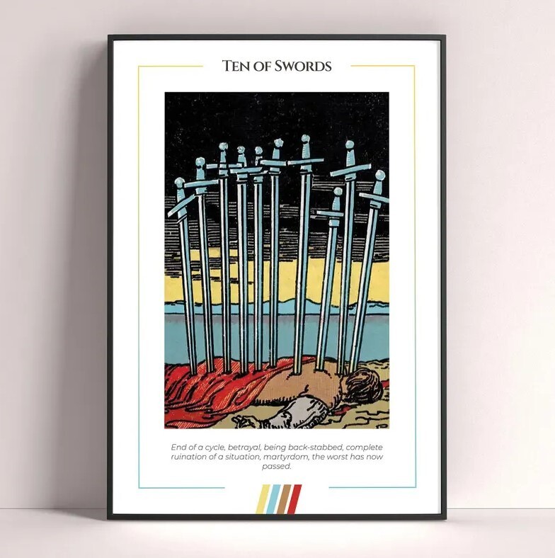 Ten of Swords Tarot Art Print Digital Download Poster