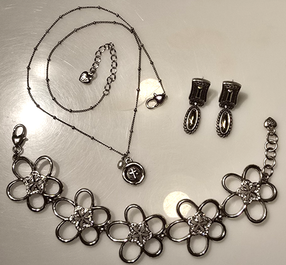 Brighton 3-Piece Faith Floral Jewelry Set with Necklace Bracelet Earrings