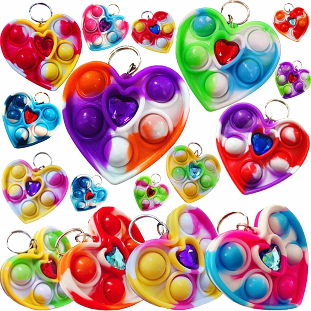 24-Pack Heart Shaped Mini Pop Fidgets for Valentine's Party Favors