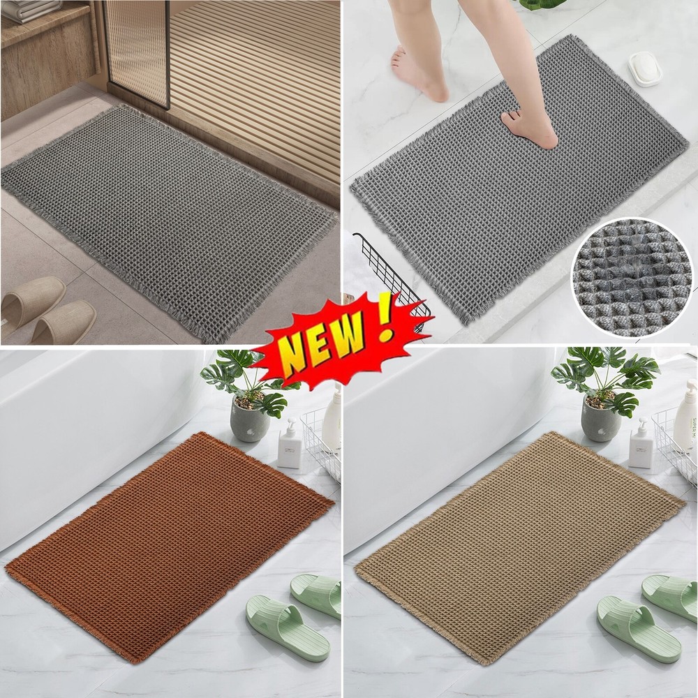 Waffle Bath Mat Bathroom Rug Super Absorbent Non Slip Bathroom Rug Shower Mat