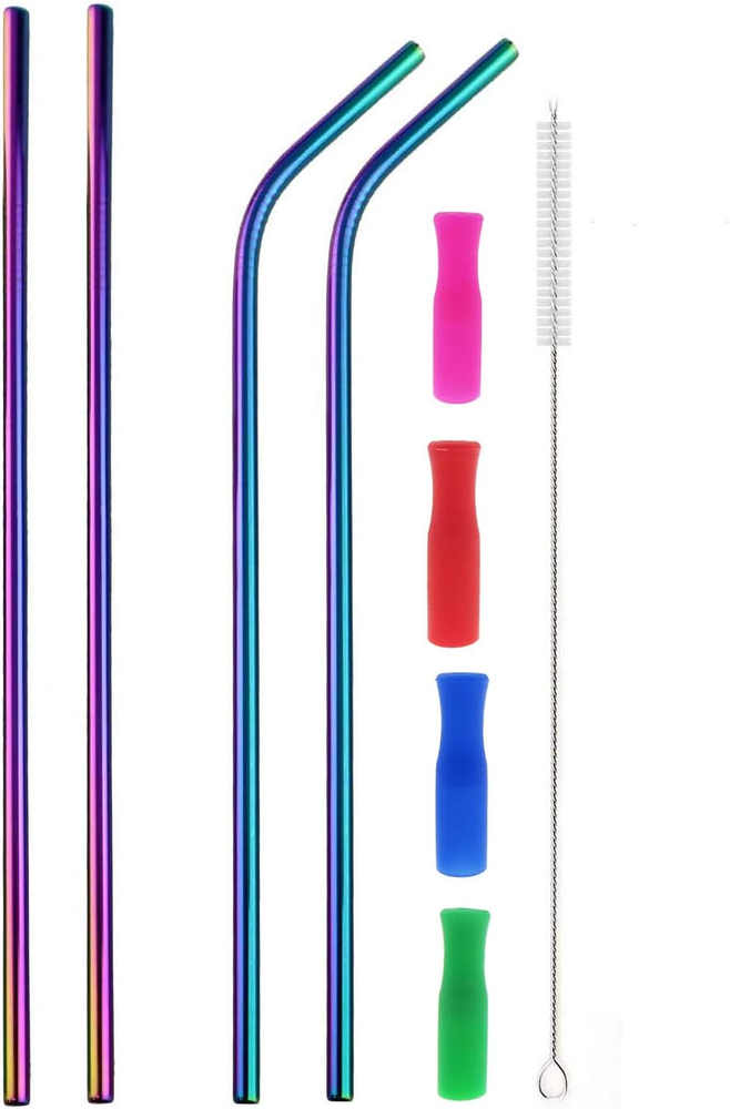 Colorful Stainless Steel Straws, 4Pcs Ultra Long 12