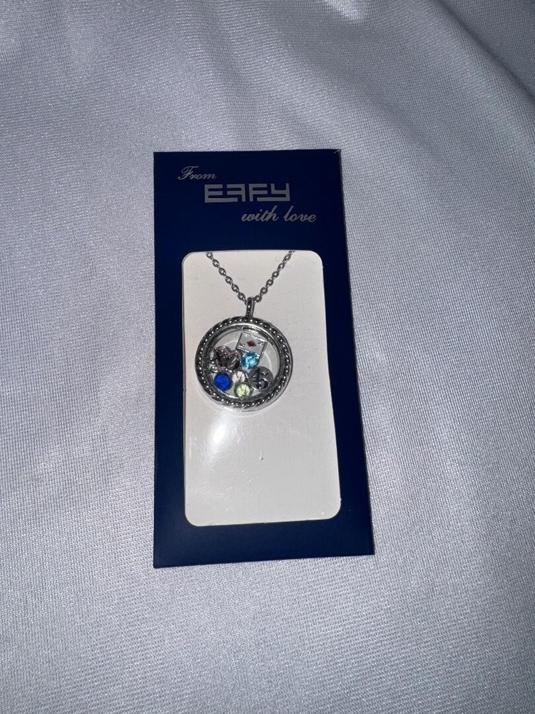 Effy 7 Charm Necklace Locket with Celebrity Cruise Charms XoXo Card and 4 Gems