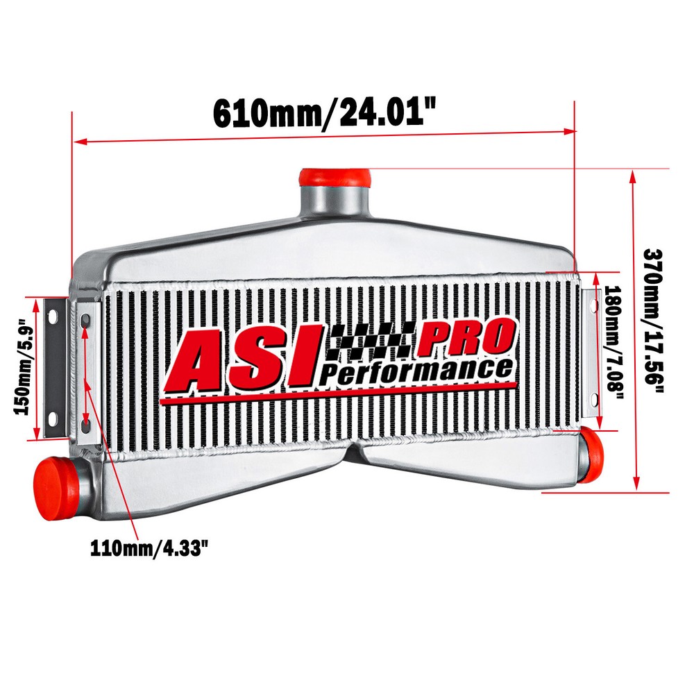 3.5'' Aluminum Universal Twin Turbo Intercooler 2-Inlet 2.5'' / 1-Outlet 3''