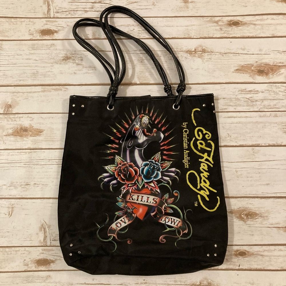 Vintage Ed Hardy by Christian Audigier Bag Nylon Tote Bag