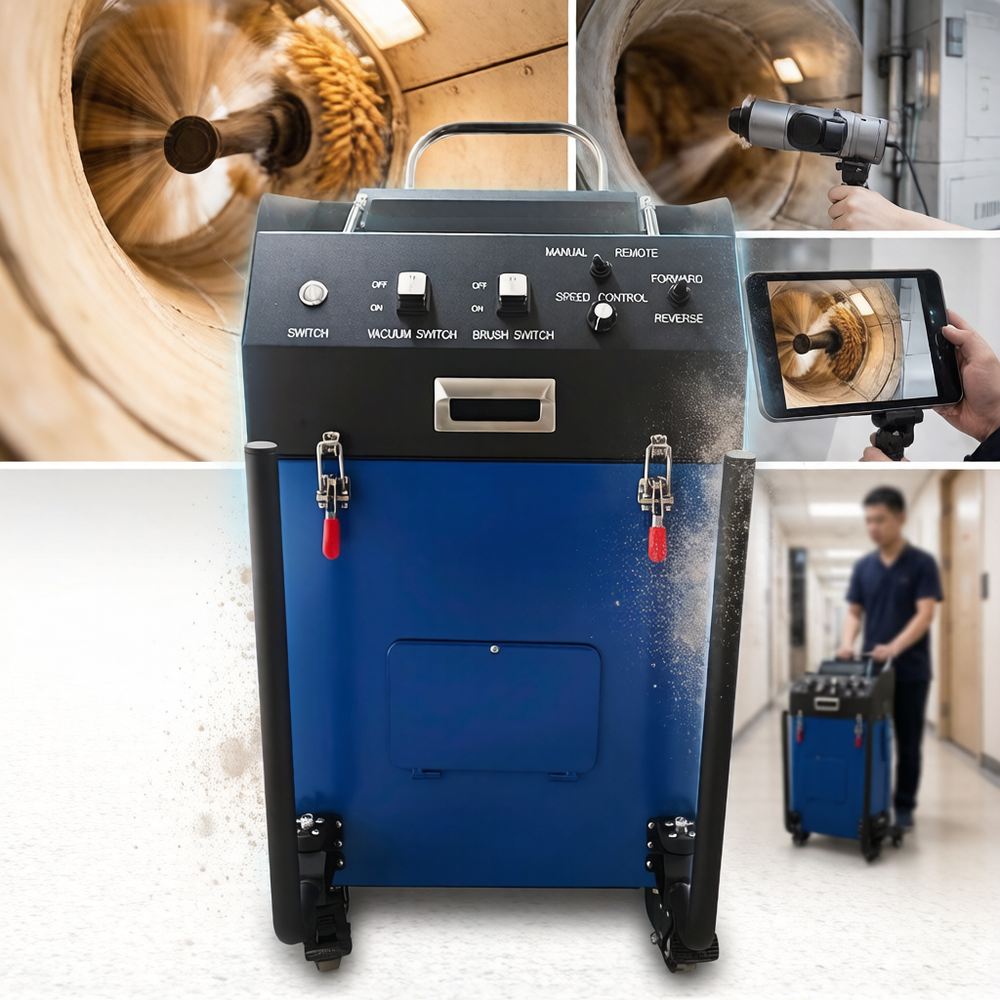 Heavy-Duty Air Duct Cleaning Machine KT-836 110V 2800W Brush+Suction 100-800mm