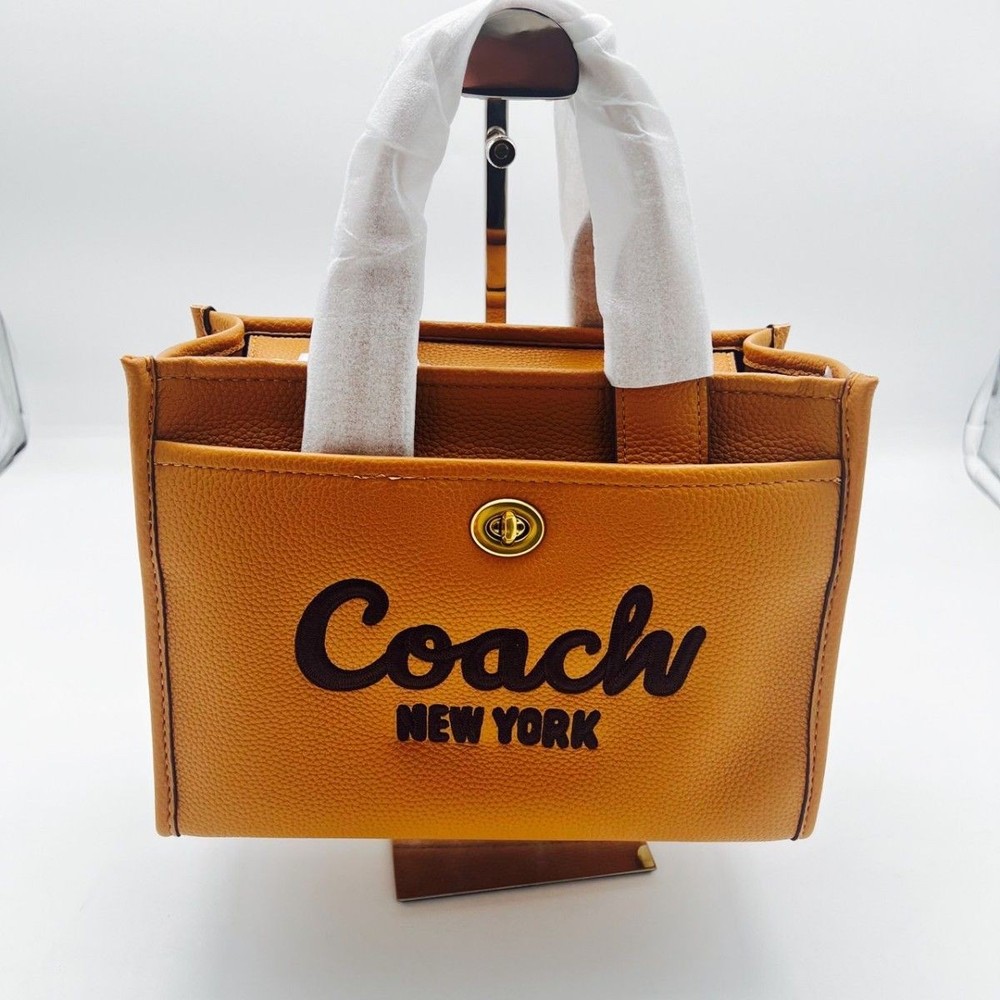 Coach Small Pebble Leather Cargo Tote in Rich Brown