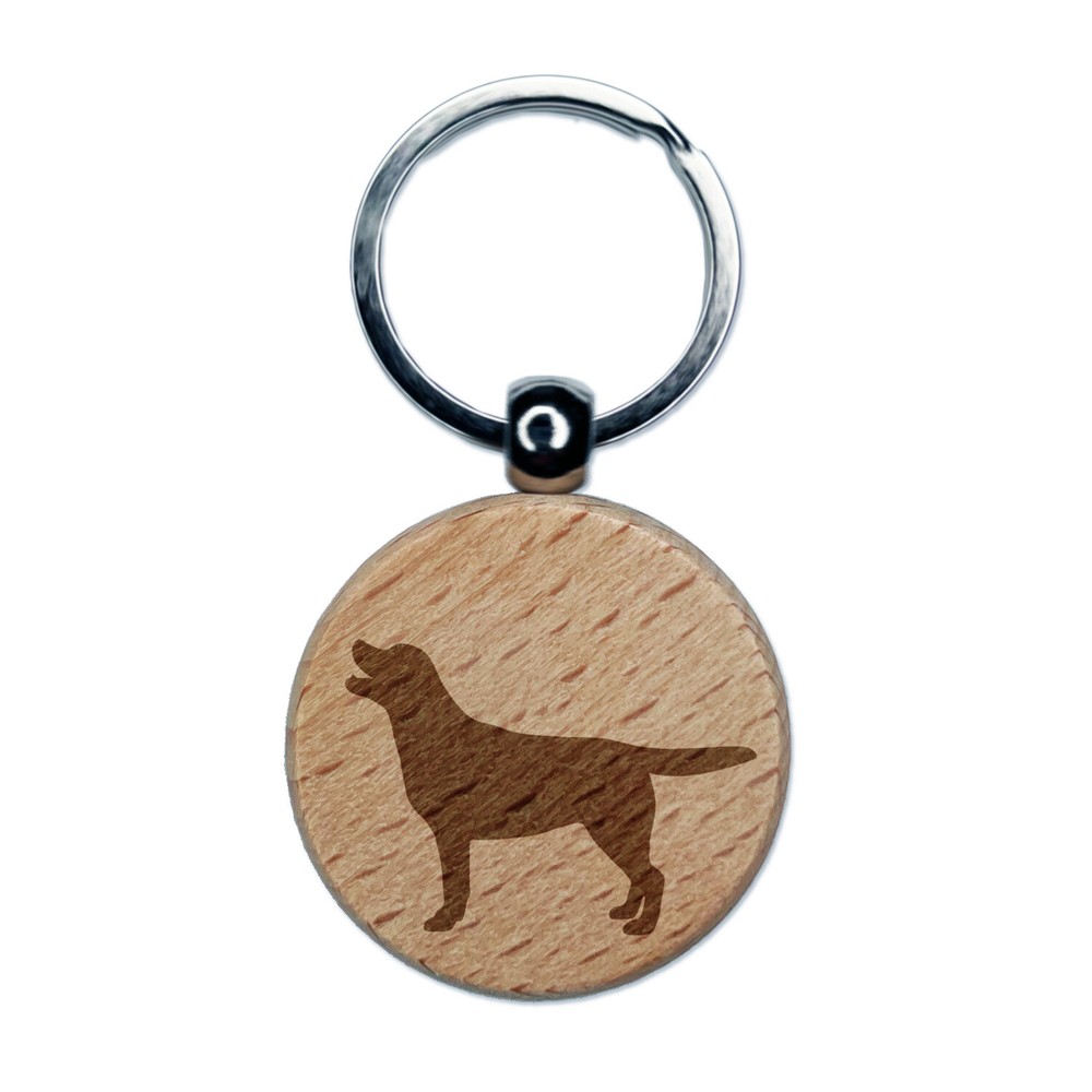 Labrador Retriever Dog Solid Engraved Wood Round Keychain Tag Charm