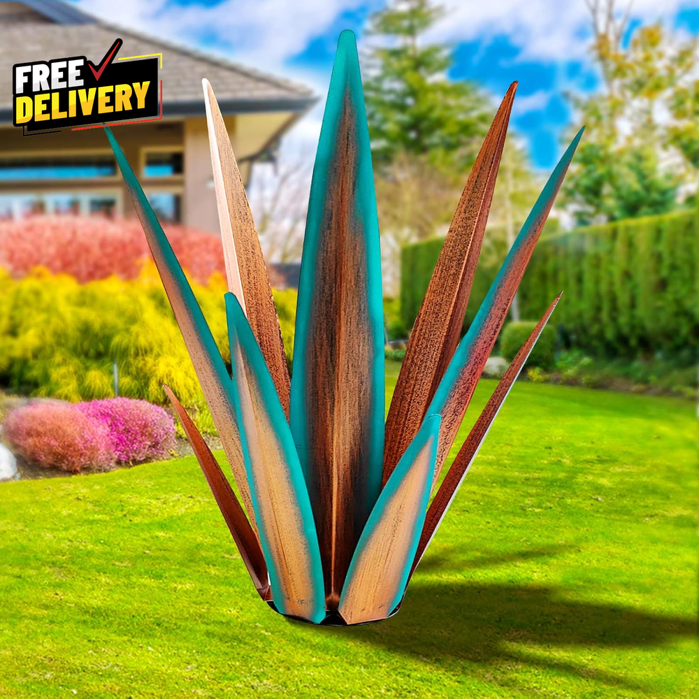 Large Rustic Tequila Agave Plant Sculpture for Outdoor Patio and Home Decor Handcrafted