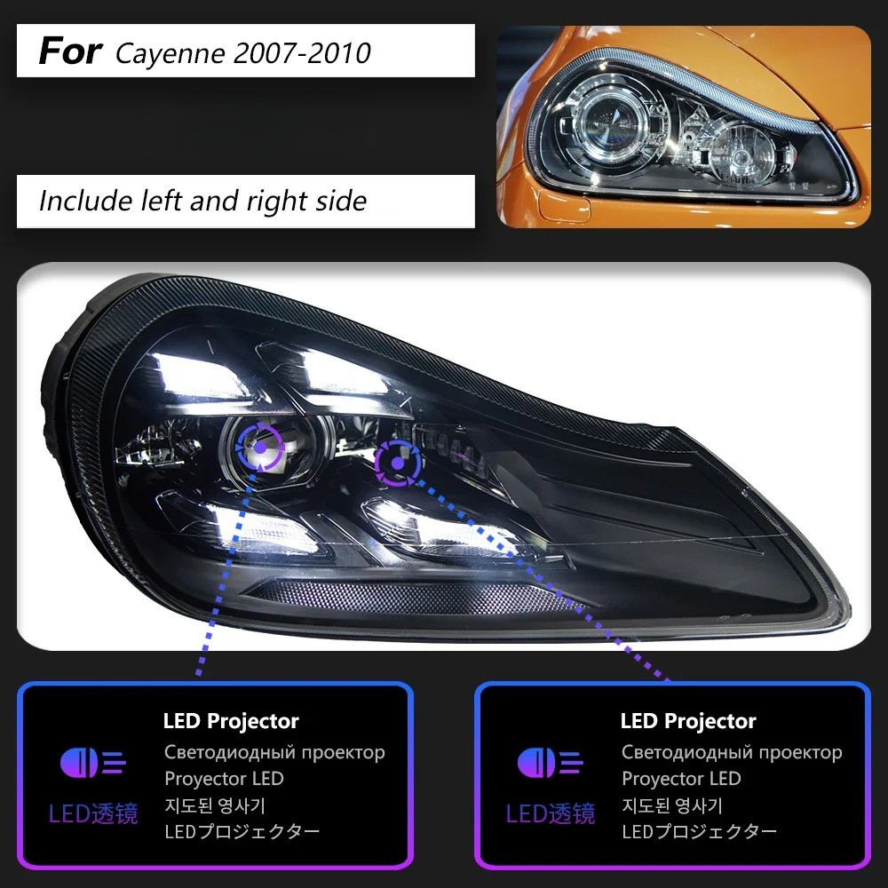Pair Matrix LED Headlights DRL Assembly Upgrade For Porsche Cayenne 957 2007-10