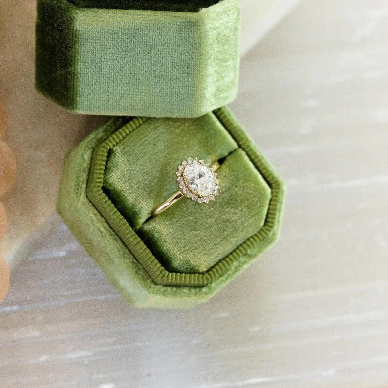 2.00 CT Oval Cut Natural Moissanite Women's Wedding Ring 14k Yellow Gold Plated