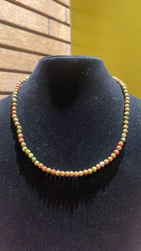 4MM Unakite Stretch Beaded Necklace Bracelet Anklet Set