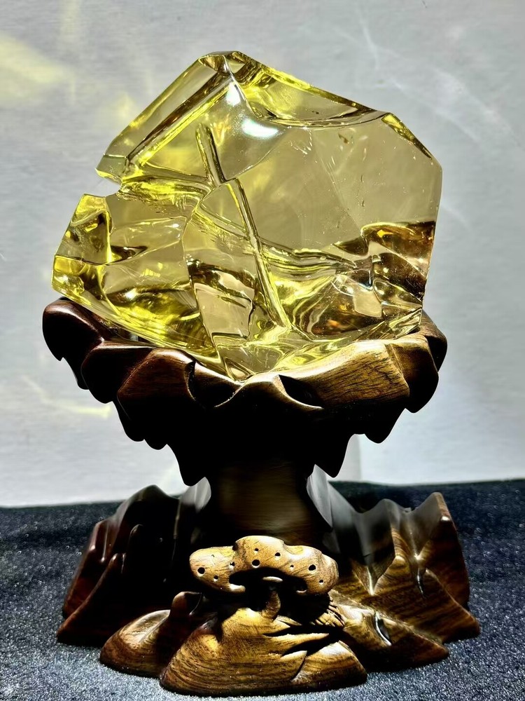 4.57LB Rare Natural Citrine Quartz Crystal Reiki Decor with Stand
