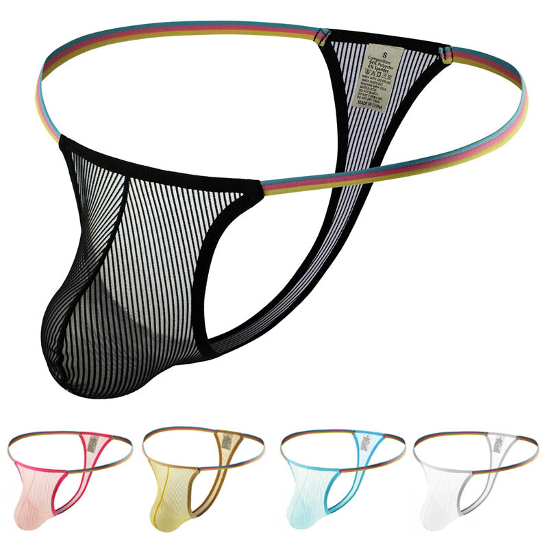Men Micro Thong Smooth T-back Underwear Sexy Mesh G-string Mesh Jockstrap Tangas