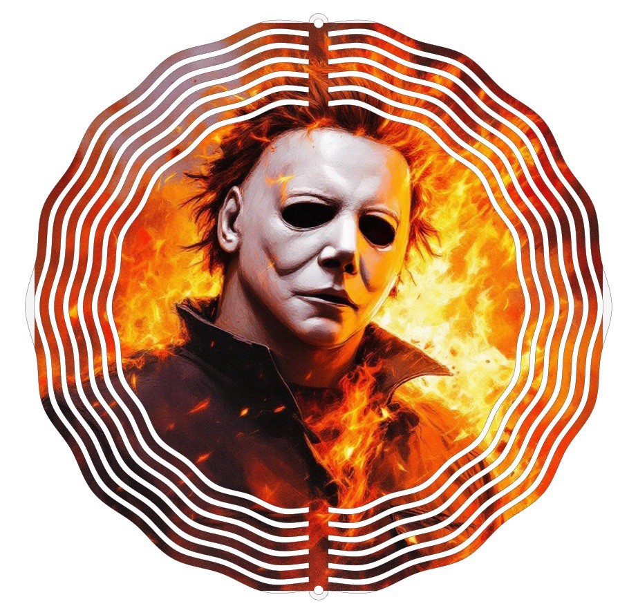 8-Inch 3D Michael Myers Halloween Wind Spinner for Outdoor Horror Decor