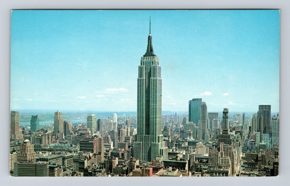 Vintage NYC Uptown Skyline Postcard Featuring Empire State Building