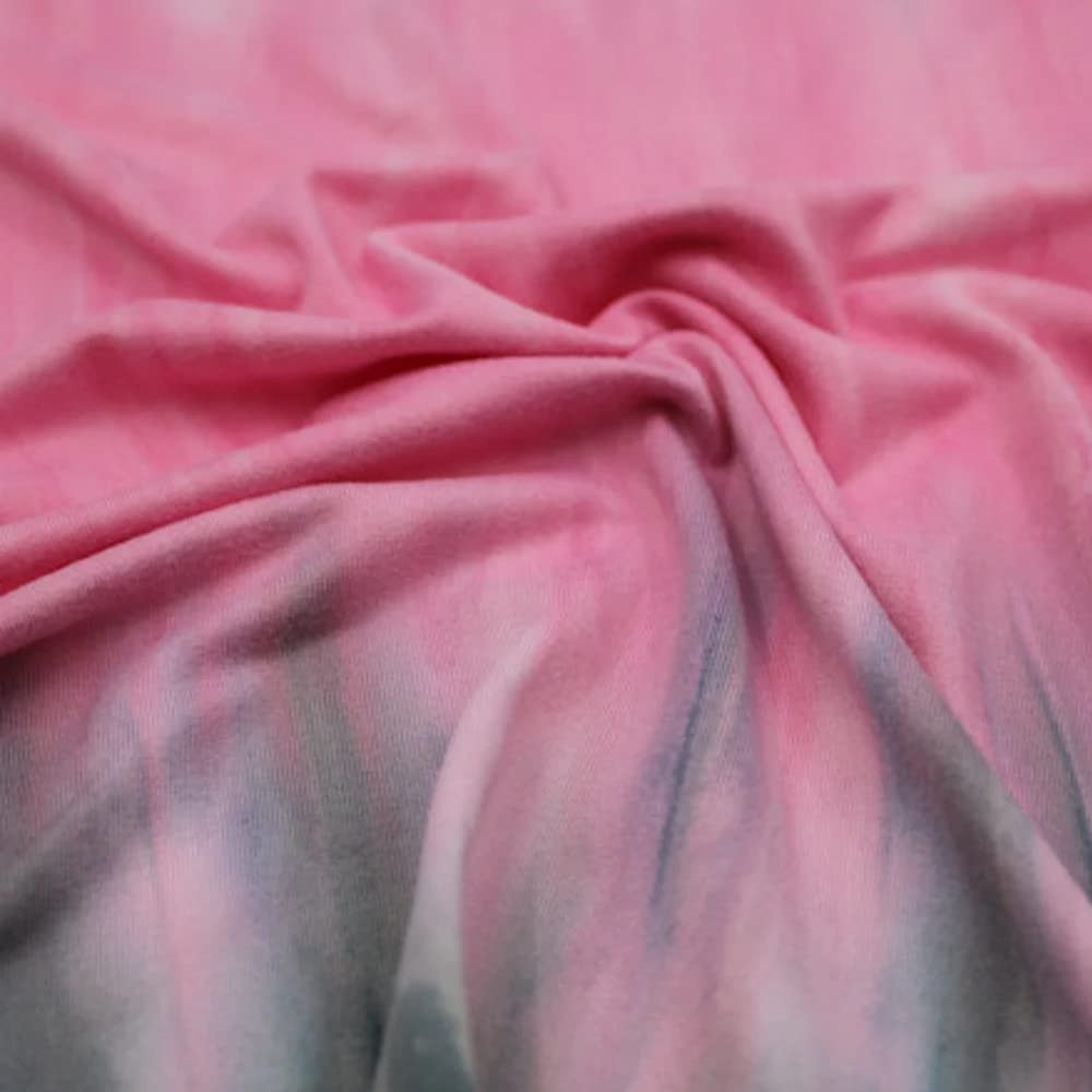 Inc Printed DTY 92% Polyester 8% Spandex Double-Sided Brushed Pink Grey 2 Yards Fabric