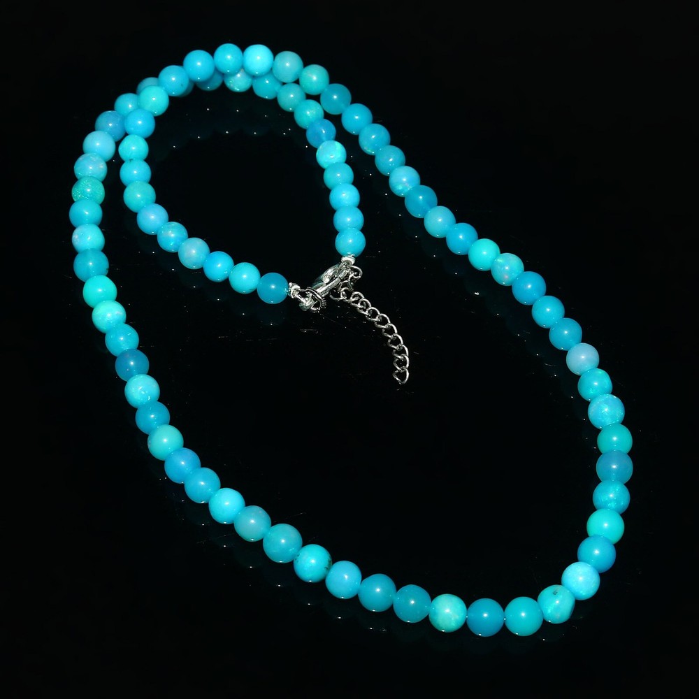 925 Sterling Silver Handmade Genuine Ethiopian Opal Beads Necklace Jewelry @25