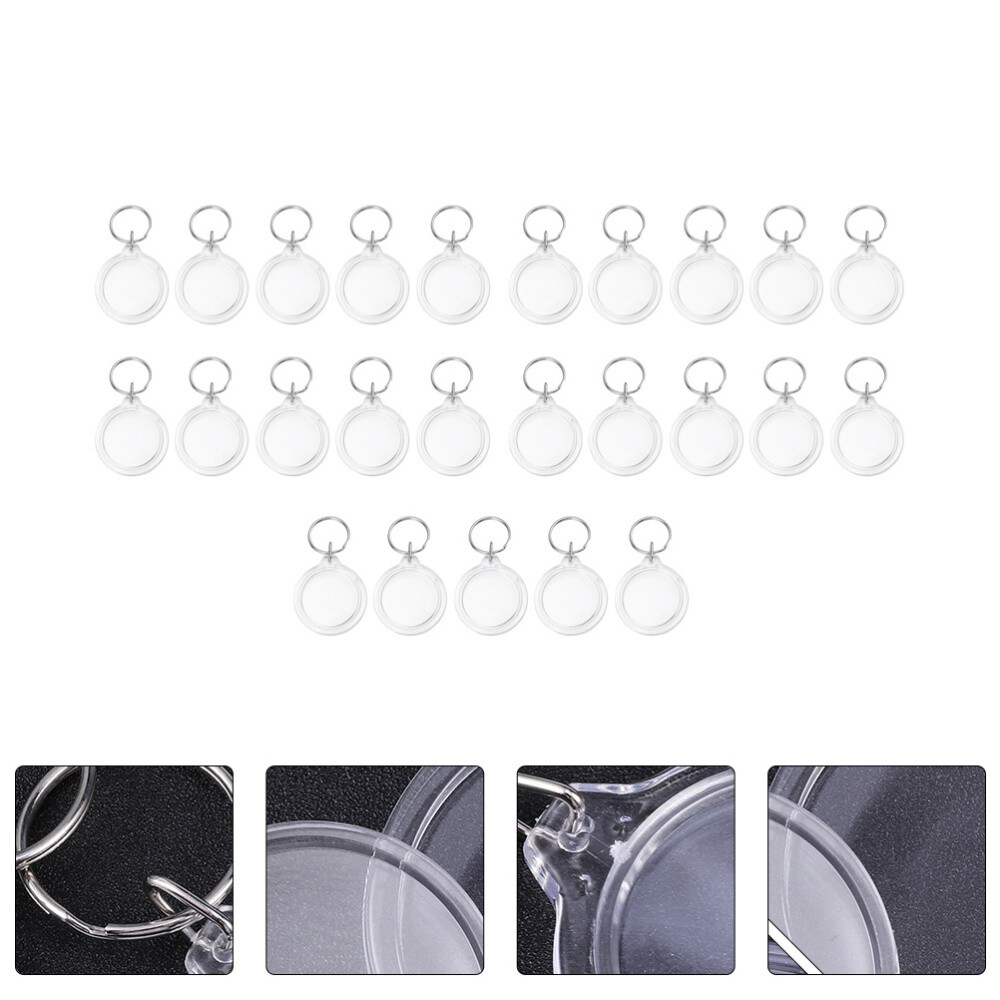 25PCS Mementos Clip Decorative Personalized Keychains Keyring with Photo Insert
