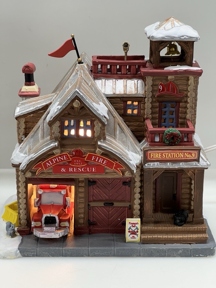 Lemax Retired Alpine Fire Station 35529 with Light and Power Cord 2013