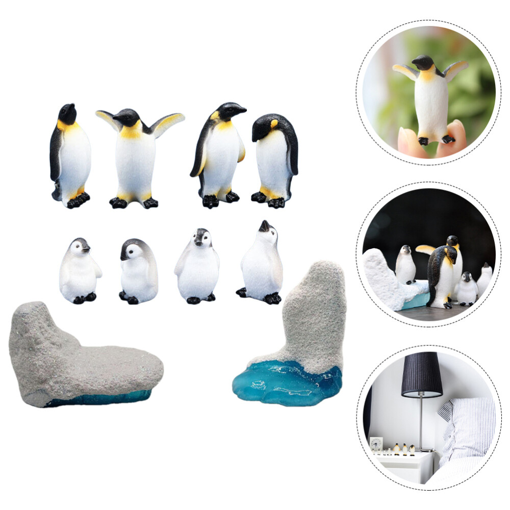 10 Pcs Penguin Iceberg Landscaping Miniature Animals Ornaments for Kids Toy