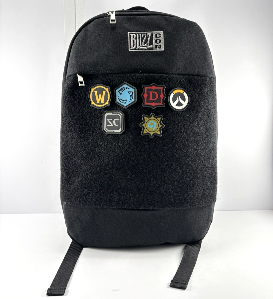 Blizzard BlizzCon Black Backpack With 6 Badges Padded Back & Straps