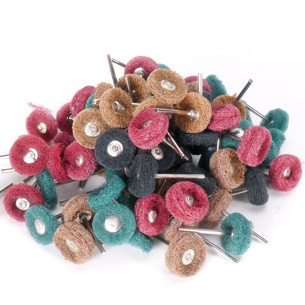 80Pcs Mini Abrasive Buff Wheel Grinding Polishing Shank Craft Bits Rotary Tool