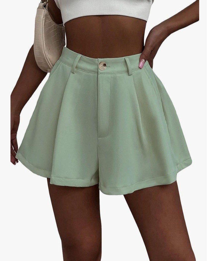 Womens Summer Elastic Waist Wide Leg Shorts with Pockets Casual Dressy Work