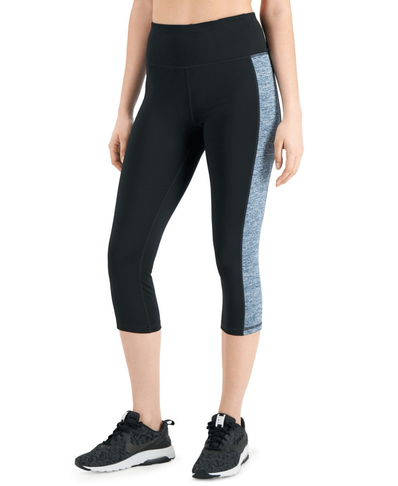ID Ideology Womens Essentials Colorblocked Cropped Leggings Black Size XS