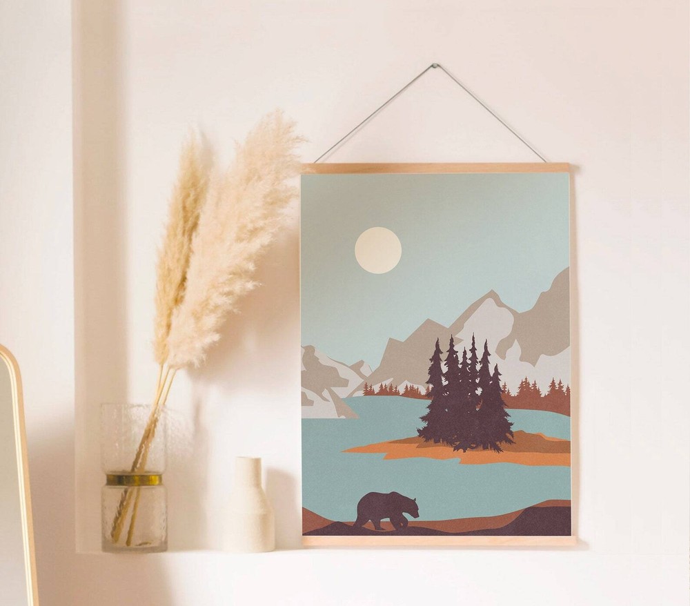 National Park Mountain Print Terracotta Wall Art Prints Mid Century Art