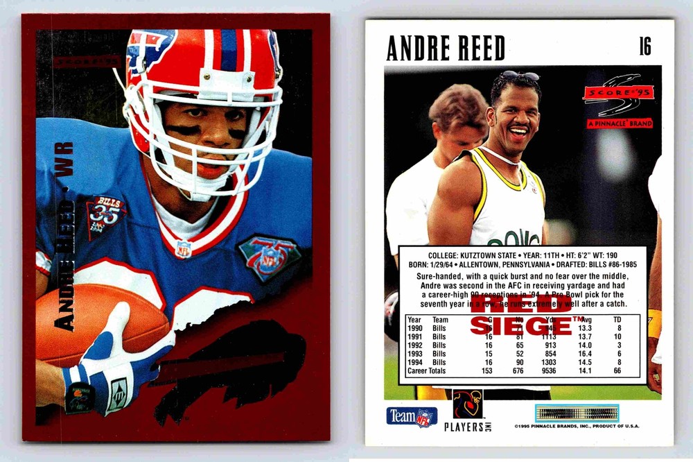 Andre Reed Wide Receiver Buffalo Bills Score 1995 Card 16 Sports Memorabilia