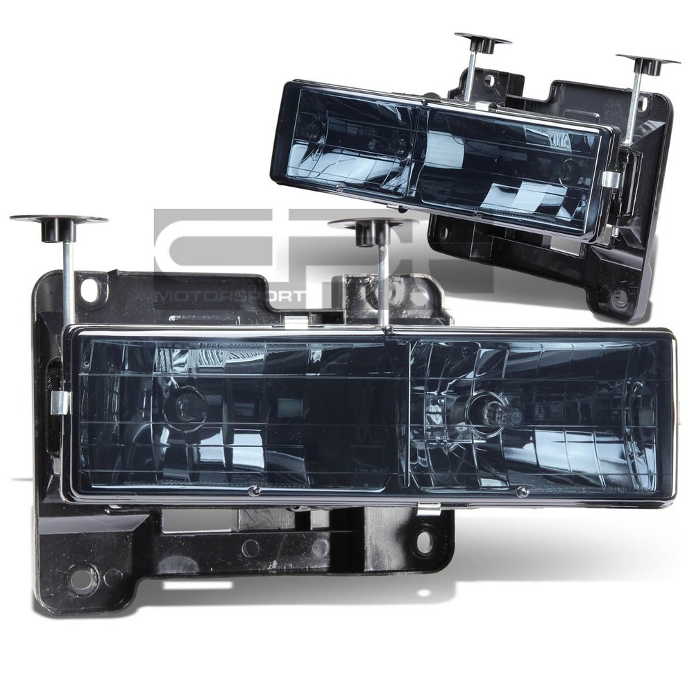 88-98 GMC Chevy C3500 K3500 Truck Black Smoked Headlights Tint Lamp Lenses