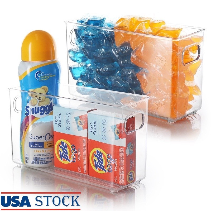 Stackable Plastic Bath Storage Bins for Vanity Organization