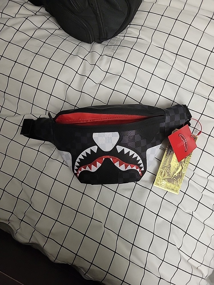 Sprayground Censored Black Checker Fanny Pack Crossbody Sling Pack