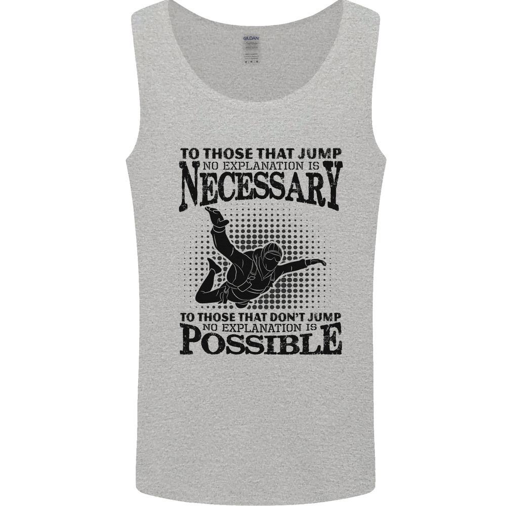 Skydiving No Explanation Freefall Funny Mens Vest Tank Top