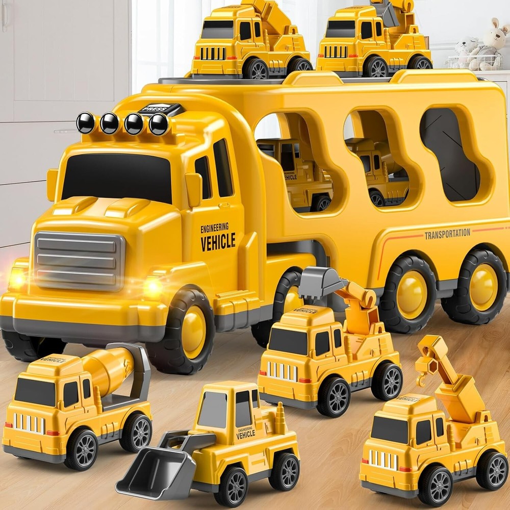 5-in-1 Friction-Powered Construction Truck Toys for Toddlers