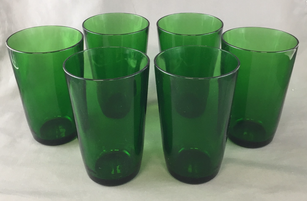 Vintage VERECO France Emerald Green Juice Glasses Set of 6 - 8 oz 4.75