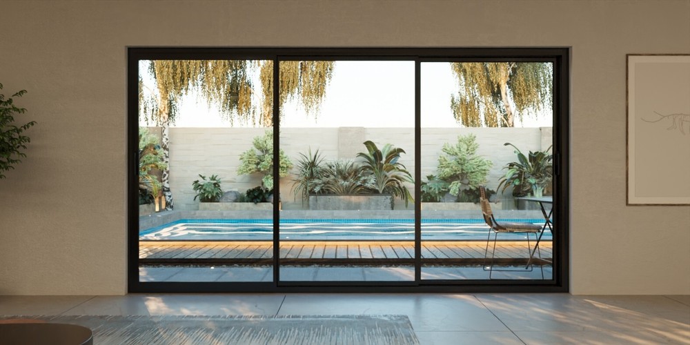 Thermal Aluminum Sliding 3-Panel Patio Door 144