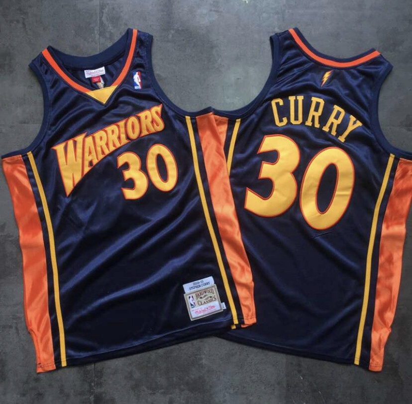 Golden State Warriors Stephen Curry blue basketball retro jersey